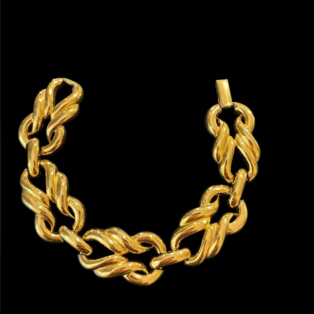 Vintage gold plated chunky link bracelet 7”